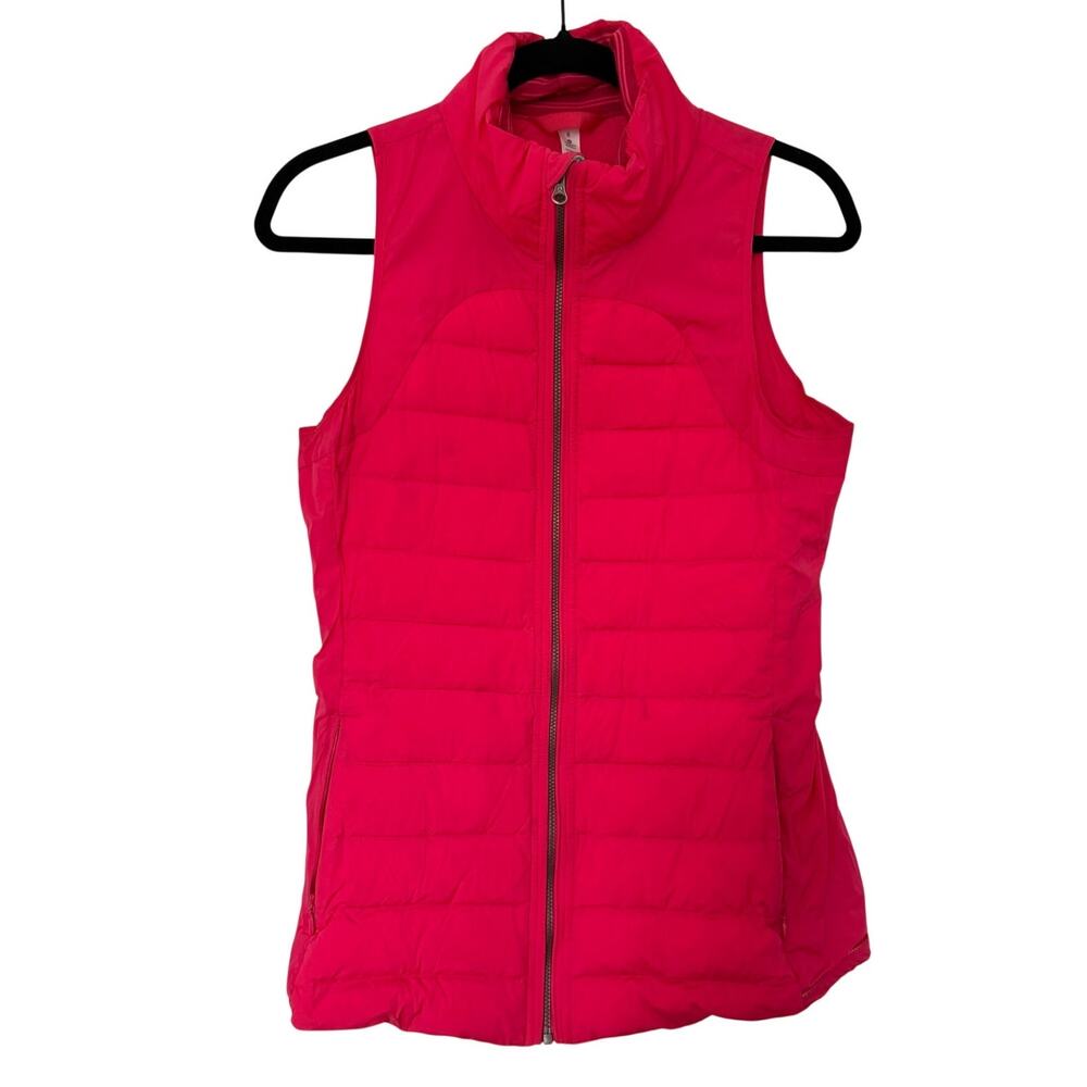 Lululemon (6) Fluffed Up Quilted Down Puffer Vest Bright Hot Pink Full Zip